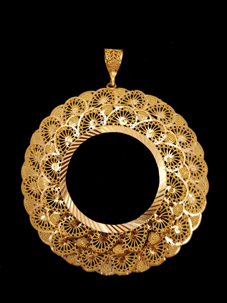 21k gold coin frame (214) Alquds Jewelry